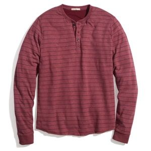 Marine Layer Double Knit Cordovan Navy Long Sleeve Henley Top